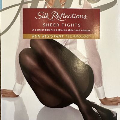 Pantyhose Hanes Tights silk reflections sheer tights/JET~sz EF/0B171 Control Top